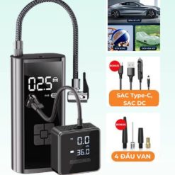 Máy Bơm Lốp Ô Tô DELAX BXO02 – Tích Điện, Đồng Hồ Điện Tử, Đèn LED Chiếu Sáng, Hiển Thị Áp Suất