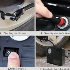 Máy Bơm Lốp Ô Tô Mini 12V Siêu Mạnh Nội Địa Nhật Bản, Bơm Xe Máy, Xe Đạp, Ô Tô 4–16 Chỗ