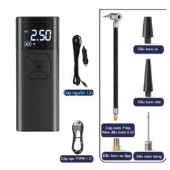 Máy Bơm Lốp Ô Tô Mini Cầm Tay Màn Hình Điện Tử, Tự Ngắt, Sạc Dự Phòng 6000mAh Công Suất Mạnh