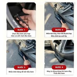 Máy Bơm Lốp Ô Tô Mini Cầm Tay Màn Hình Điện Tử, Tự Ngắt, Sạc Dự Phòng 6000mAh Công Suất Mạnh