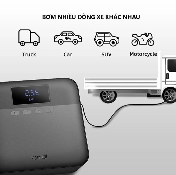Máy Bơm Lốp Ô Tô Mini Tự Động 70mai Midrive TP03 Bơm Nhanh, Ổn Định, Nhỏ Gọn – Bảo Hành 6 Tháng