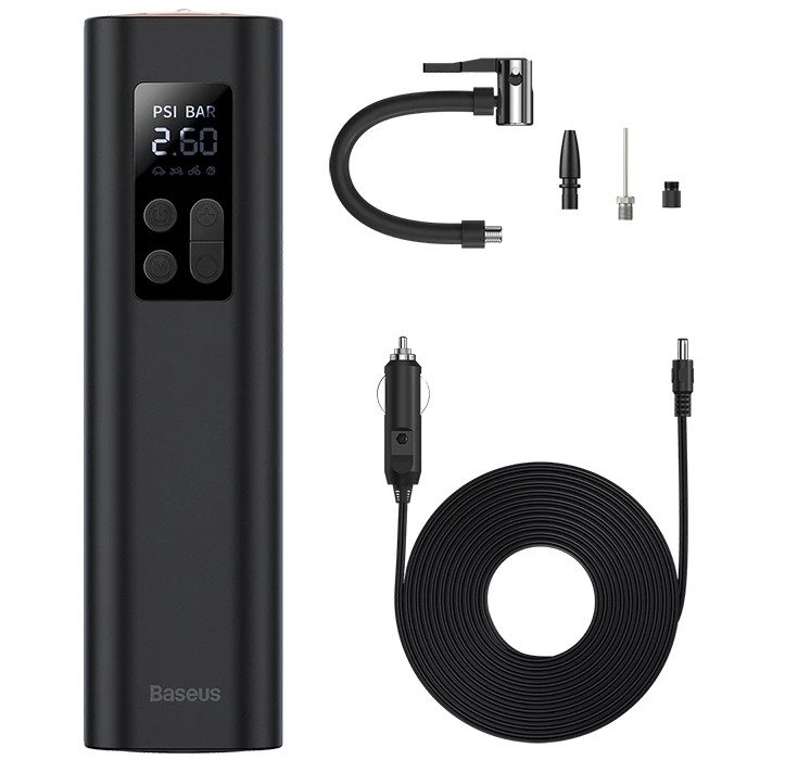 Máy Bơm Lốp Ô Tô Tự Động Baseus, Máy Nén Khí Mini Di Động Dùng Cho Xe Hơi, Xe Máy, Xe Đạp