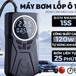 Máy Bơm Lốp Ô Tô & Xe Máy Pin 6000mAh, Tự Ngắt Theo Cảm Biến Áp Suất Lốp