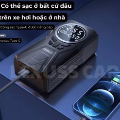 Máy Bơm Lốp Ô Tô & Xe Máy Pin 6000mAh, Tự Ngắt Theo Cảm Biến Áp Suất Lốp