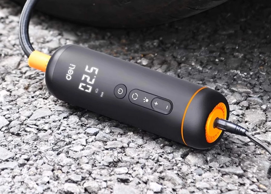 Máy Bơm Lốp Ô Tô, Xe Máy, Xe Đạp Tự Động Deli 120W Bảo Hành 12 Tháng