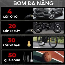 Máy Bơm Lốp Xe Máy & Ô Tô Medicar Pin 6.000mAh, Máy Mini Nhỏ Gọn, Tự Ngắt Thông Minh Theo Áp Suất