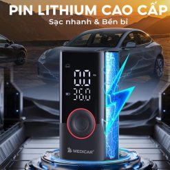 Máy Bơm Lốp Xe Máy & Ô Tô Medicar Pin 6.000mAh, Máy Mini Nhỏ Gọn, Tự Ngắt Thông Minh Theo Áp Suất