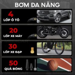 Máy Bơm Lốp Xe Máy & Ô Tô Medicar – Pin 6.000mAh, Mini Cầm Tay, Tự Ngắt Theo Cảm Biến Áp Suất