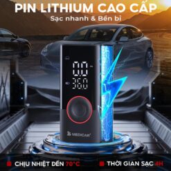 Máy Bơm Lốp Xe Máy & Ô Tô Medicar – Pin 6.000mAh, Mini Cầm Tay, Tự Ngắt Theo Cảm Biến Áp Suất