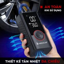 Máy Bơm Lốp Xe Máy & Ô Tô Medicar – Pin 6.000mAh, Mini Cầm Tay, Tự Ngắt Theo Cảm Biến Áp Suất