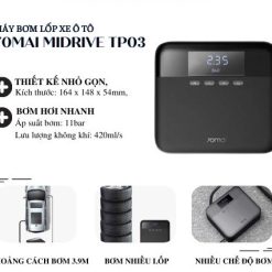 Máy Bơm Lốp Xe Ô Tô 70MAI Midrive TP03 Bơm Nhanh, Ổn Định, Thiết Kế Nhỏ Gọn