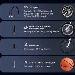 Máy Bơm Lốp Xe Ô Tô Baseus BS-CG007 Pin 6000mAh – Xi Lanh Kép, Không Dây, Mạnh Mẽ