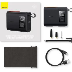 Máy Bơm Lốp Xe Ô Tô Baseus BS-CG007 Pin 6000mAh – Xi Lanh Kép, Không Dây, Mạnh Mẽ