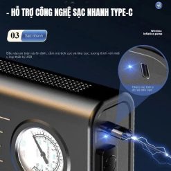 Máy Bơm Lốp Xe Ô Tô Wisezen Máy Bơm Hơi Mini Điện Tử Pin Sạc