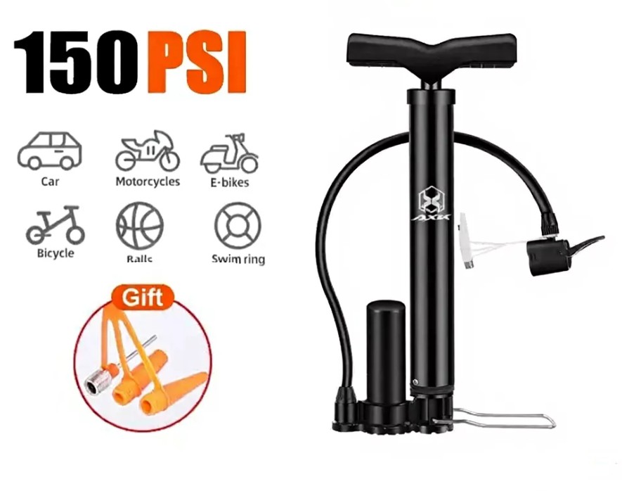 Máy Bơm Xe Đạp, Xe Máy Đa Chức Năng AXK Thiết Kế Nhỏ Gọn, Áp Suất Mạnh, Dùng Được Nhiều Loại Van