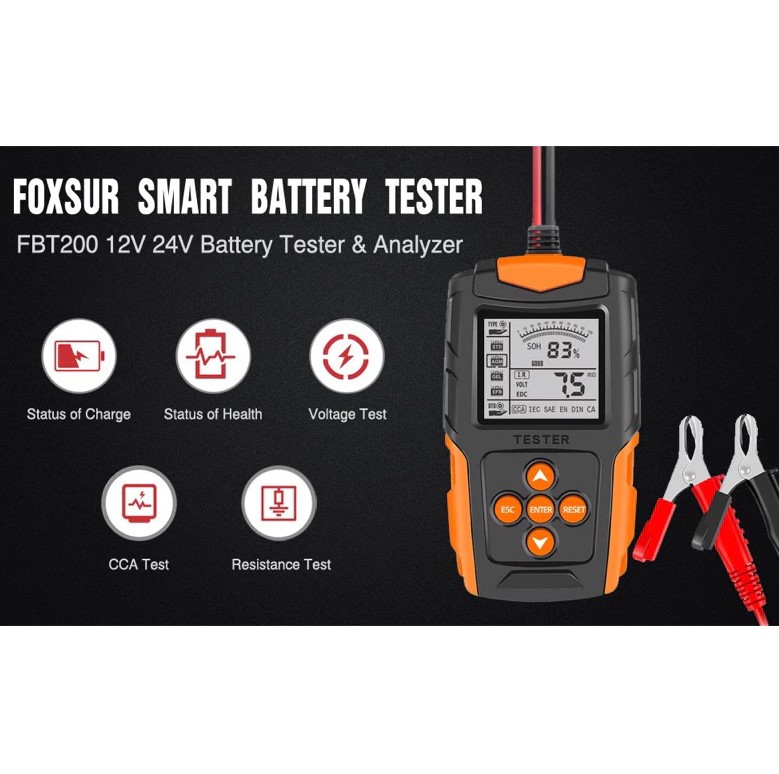 Máy Kiểm Tra Ắc Quy Ô Tô, Xe Máy FBT200 (12V–24V / 3Ah–200Ah) – Kiểm Tra CCA, Đo Nội Trở, Phân Tích Tình Trạng Pin