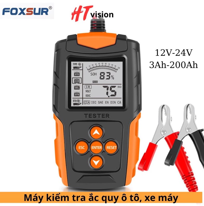 Máy Kiểm Tra Ắc Quy Ô Tô, Xe Máy FBT200 (12V–24V / 3Ah–200Ah) – Kiểm Tra CCA, Đo Nội Trở, Phân Tích Tình Trạng Pin
