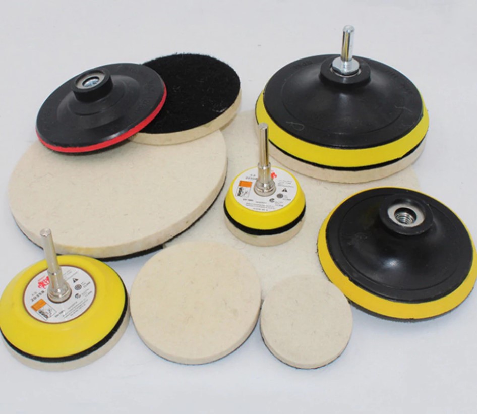 Miếng Pad Nỉ Đánh Bóng Kính & Inox Tự Dính – Size 4, 5, 7 Inch (Đen-Trắng hoặc Trắng-Trắng)