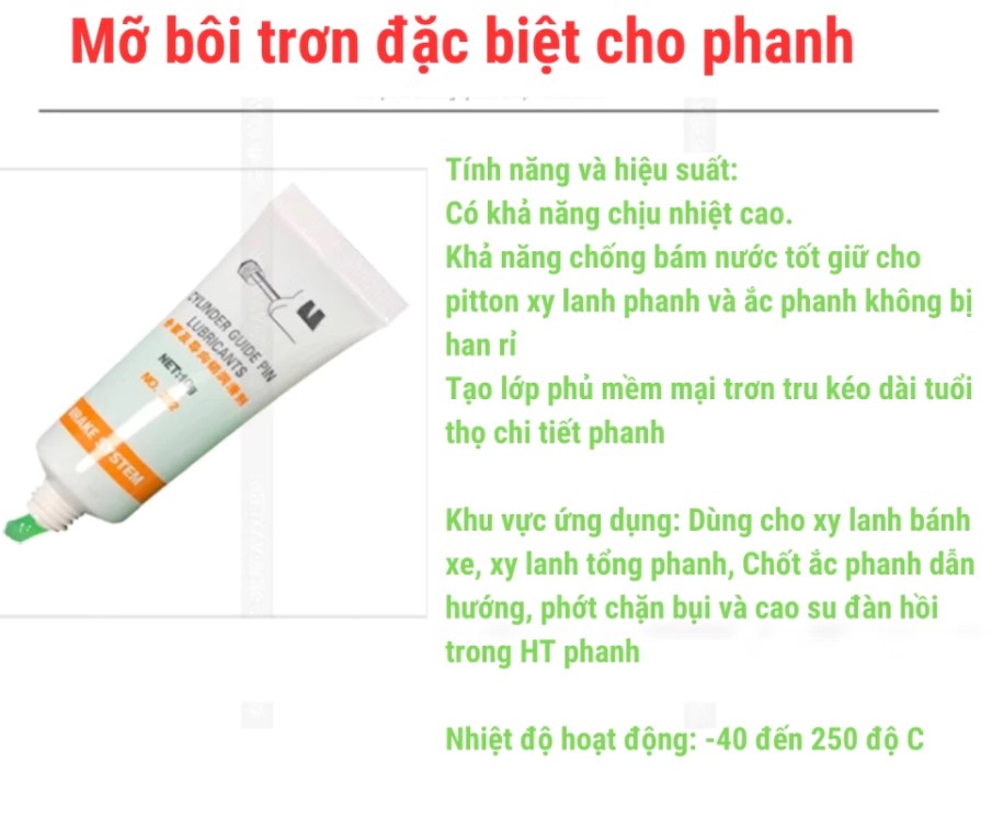 Mỡ Bò Tra Ắc Phanh Và Ty Cupen Chuyên Dụng 10g Brake TRC – Chịu Nhiệt Cao, Bảo Vệ Hệ Thống Phanh