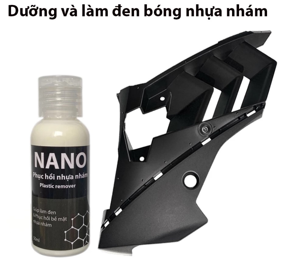 Nano phục hồi nhựa nhám 50ml chai lớn, dung dịch làm mới và dưỡng nhựa đen ô tô, xe máy cũ