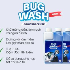 Nước Pha Rửa Kính Đậm Đặc BUG WASH 1000ml – Pha 1:100, Làm Sạch & Bảo Vệ Kính Xe
