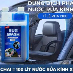 Nước Pha Rửa Kính Ô Tô Đậm Đặc BUG WASH – Chai 1 Lít (Tỷ Lệ 1:100 – Pha Được 100 Lít Nước Rửa Kính)