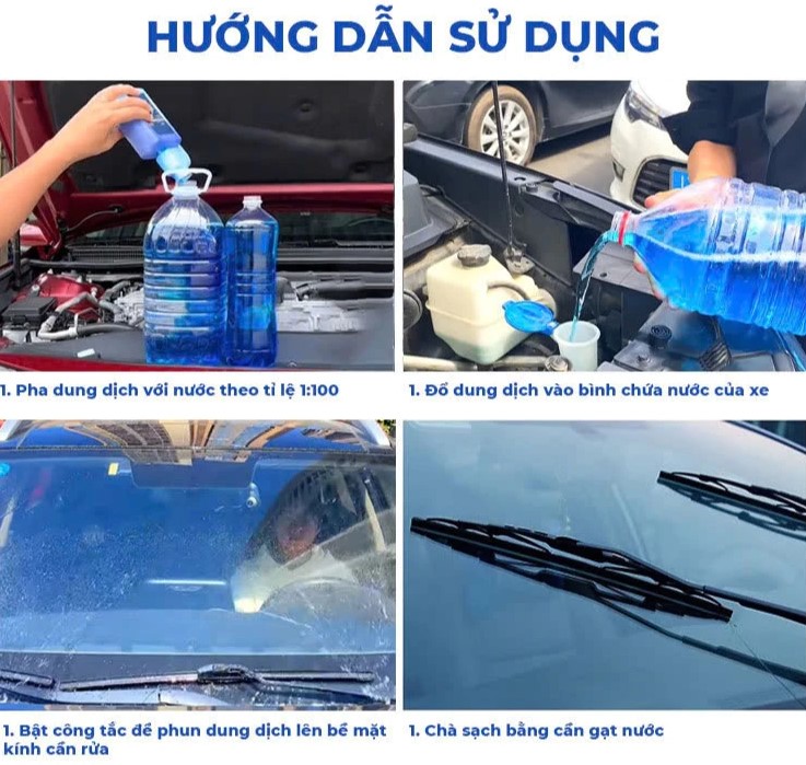 Nước Pha Rửa Kính Ô Tô Đậm Đặc BUG WASH – Chai 1 Lít (Tỷ Lệ 1:100 – Pha Được 100 Lít Nước Rửa Kính)