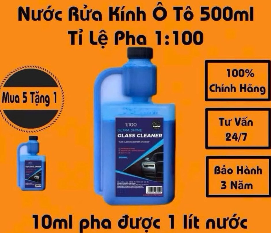Nước Rửa Kính Lái Ô Tô Glass Cleaner 500ml Chống Bám Nước, An Toàn Cho Mọi Hành Trình