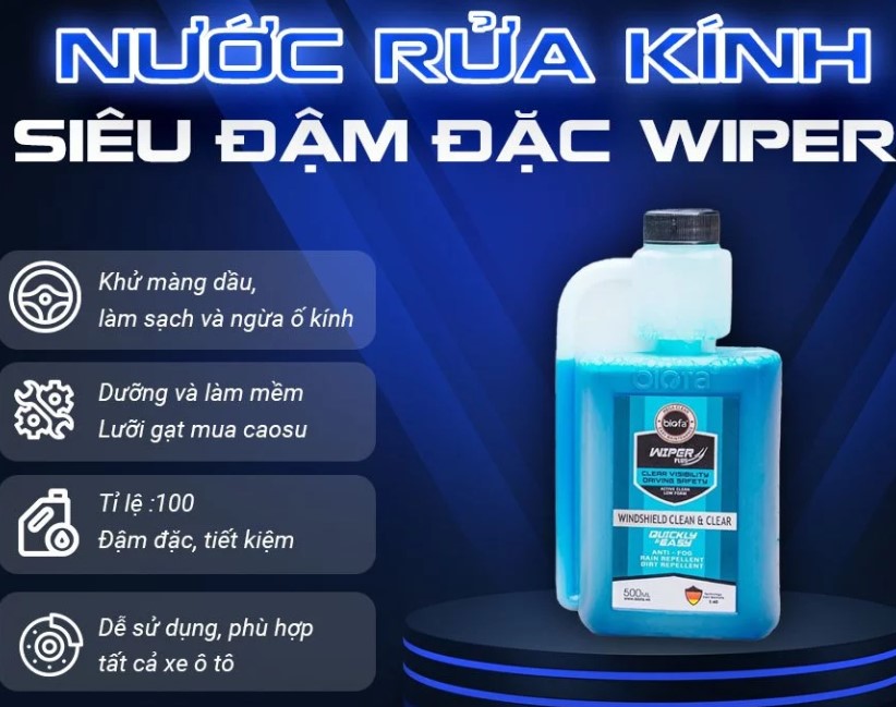 Nước Rửa Kính Lái Ô Tô WIPER Làm Sạch, Khô Kính Tức Thì, Dưỡng Lưỡi Gạt Mưa