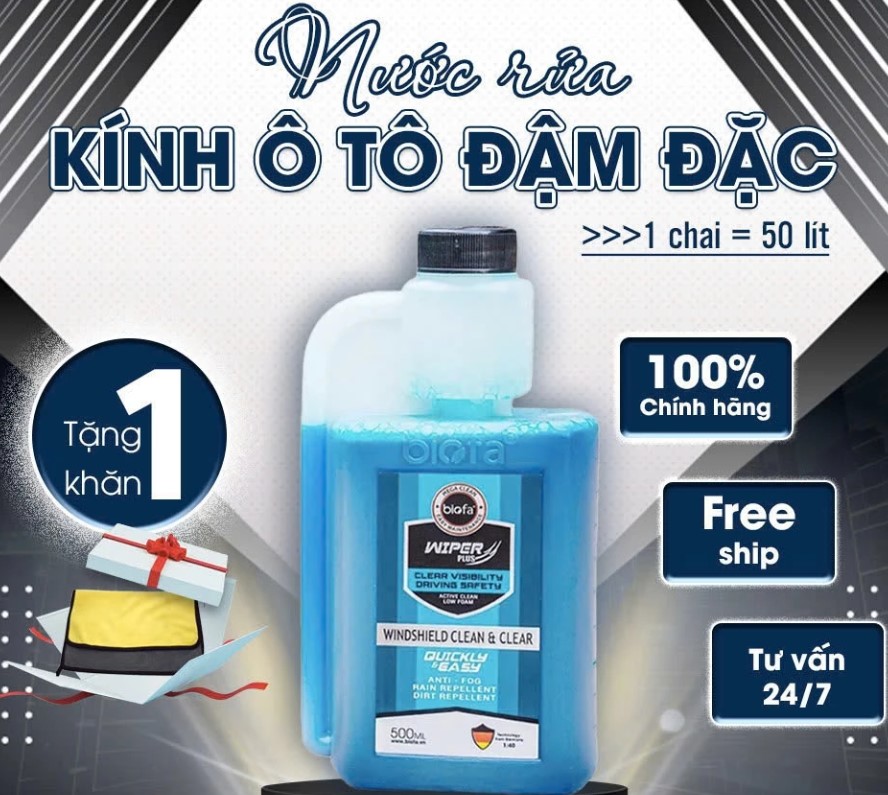 Nước Rửa Kính Lái Ô Tô WIPER Làm Sạch, Khô Kính Tức Thì, Dưỡng Lưỡi Gạt Mưa