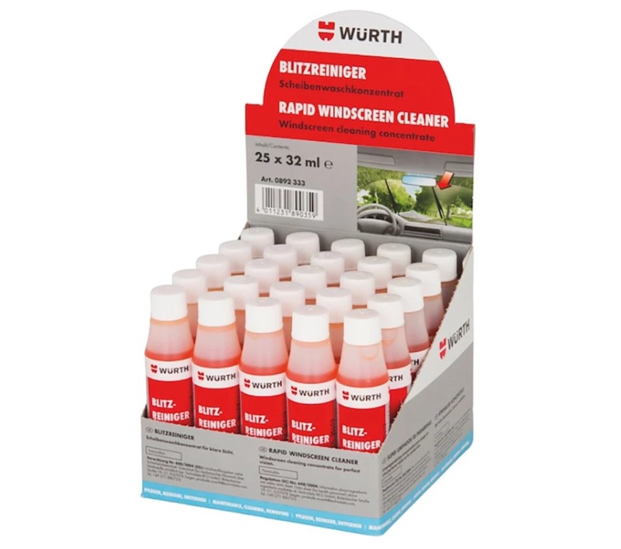 Nước Rửa Kính Lái Xe Ô Tô Đậm Đặc WURTH Rapid Windshield Cleaner Chai 32ml