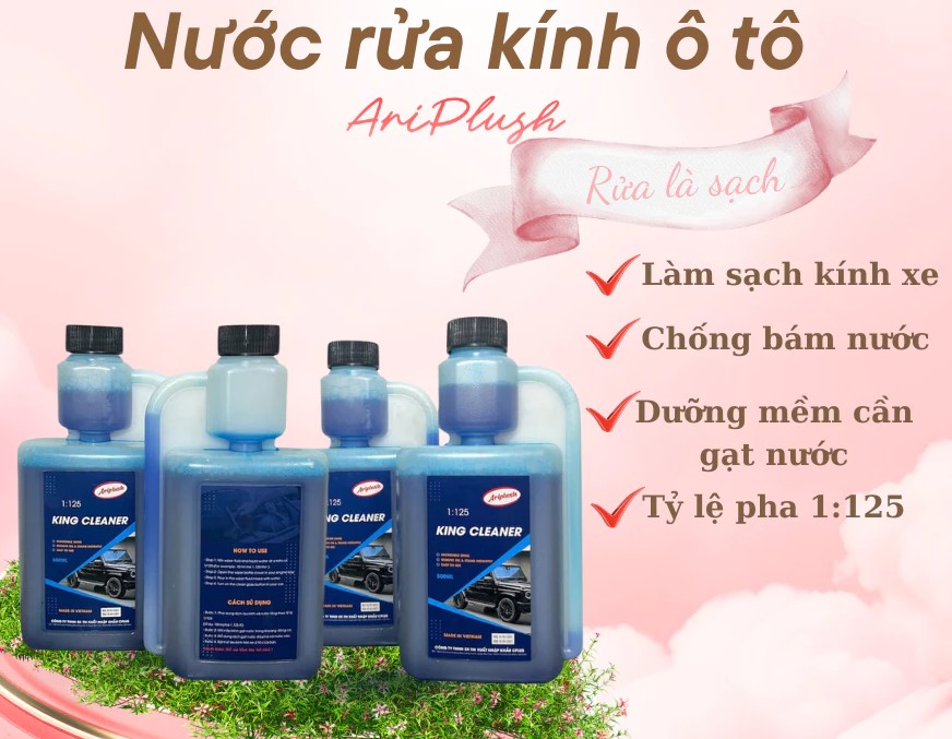 Nước Rửa Kính Ô Tô Ariplush Đậm Đặc Tỷ Lệ Pha 1:125, Kính Xe Sáng Bóng, Dưỡng Mềm Cần Gạt