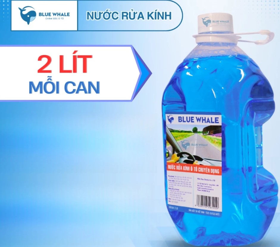 Nước Rửa Kính Ô Tô BlueWhale Đổ Trực Tiếp, Làm Sạch Sâu, Hiệu Ứng Lá Sen Chống Bám Nước