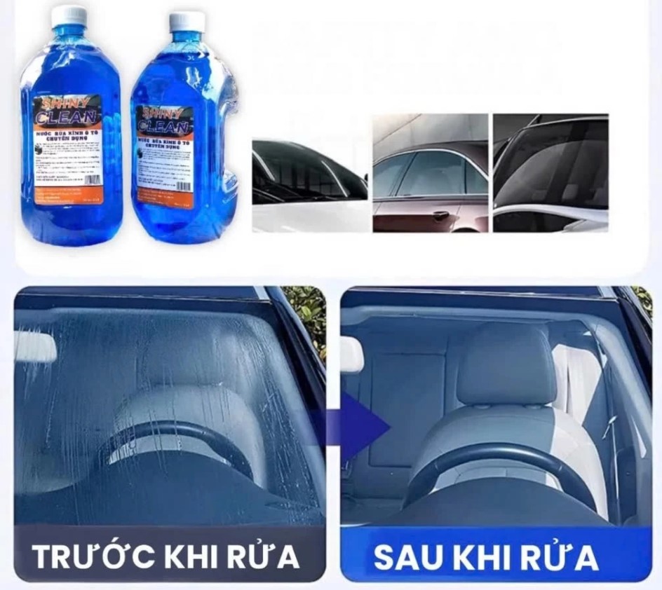 Nước Rửa Kính Ô Tô Chuyên Dụng SHINY CLEAN Đổ Trực Tiếp, Không Cần Pha, Làm Sạch Bảo Vệ Kính