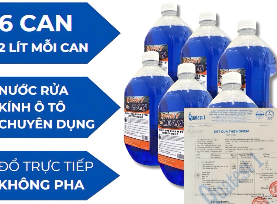Nước Rửa Kính Ô Tô Chuyên Dụng SHINY CLEAN Đổ Trực Tiếp, Không Cần Pha, Làm Sạch Bảo Vệ Kính