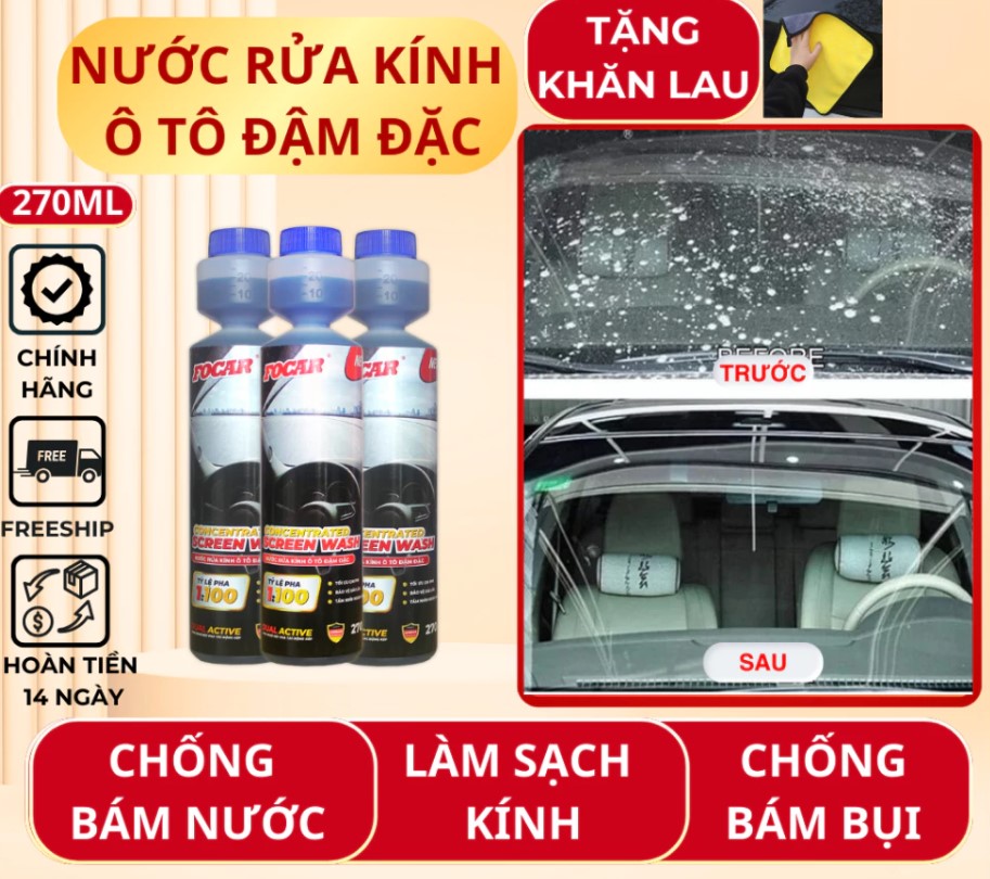 Nước Rửa Kính Ô Tô Đậm Đặc FOCAR, Chống Mờ, Chống Bám Nước, Bảo Vệ Kính Lái Xe