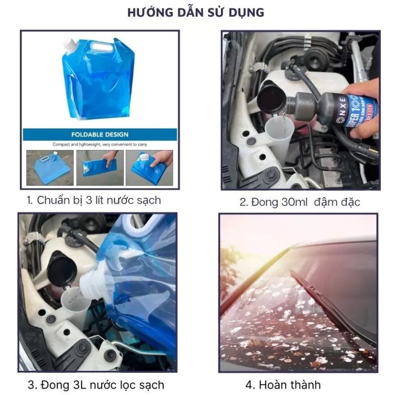Nước rửa kính ô tô đậm đặc Onxe SP100 làm sạch, tẩy cặn canxi và bảo vệ bề mặt kính xe
