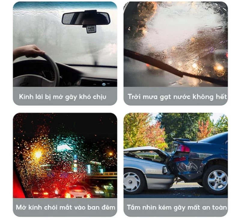 Nước Rửa Kính Ô Tô Đậm Đặc Tỉ Lệ 1:100 Chai 270ml Pha Được 27 Lít Nước, Không Hại Cao Su, Kính Trong