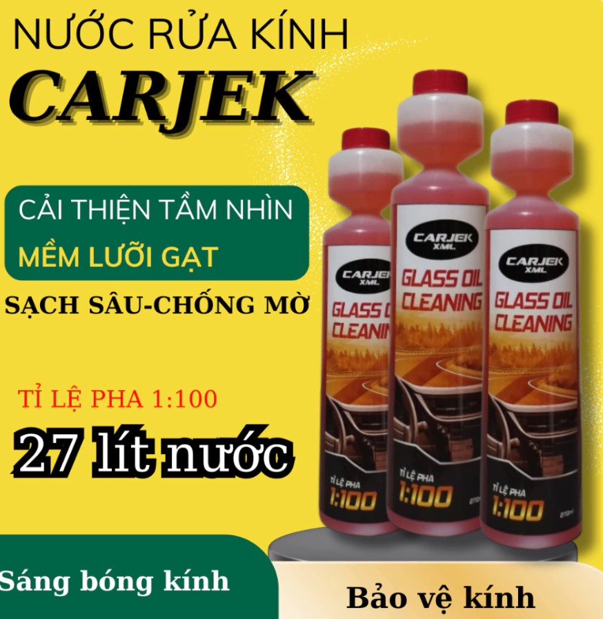 Nước Rửa Kính Ô Tô Đậm Đặc Tỉ Lệ 1:100 Chai 270ml Pha Được 27 Lít Nước, Không Hại Cao Su, Kính Trong