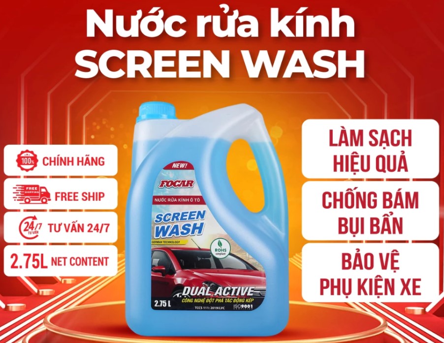 Nước Rửa Kính Ô Tô FOCAR 2.75L, Dung Dịch Làm Sạch, Ngăn Ố Mốc, Chuẩn RoHS Châu Âu