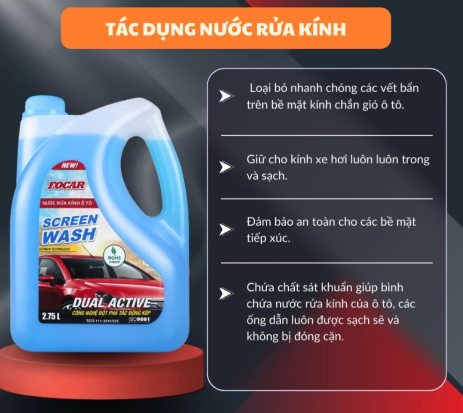 Nước Rửa Kính Ô Tô FOCAR – Làm Sạch Cực Sâu, Chống Mờ, Bảo Vệ Kính Xe Chuẩn ROHS