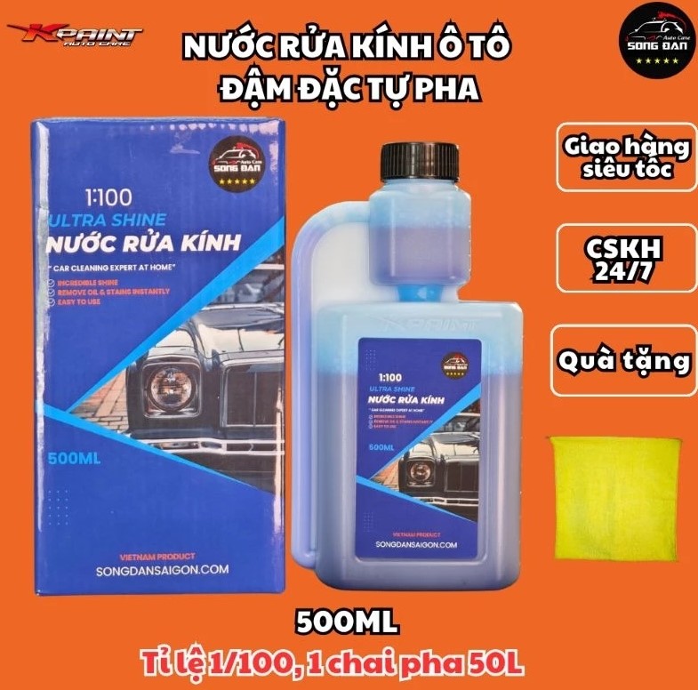 Nước Rửa Kính Ô Tô Song Đan 500ml – Làm Sạch, Khử Màng Dầu, Dưỡng Mềm Lưỡi Gạt, Tăng Tầm Nhìn