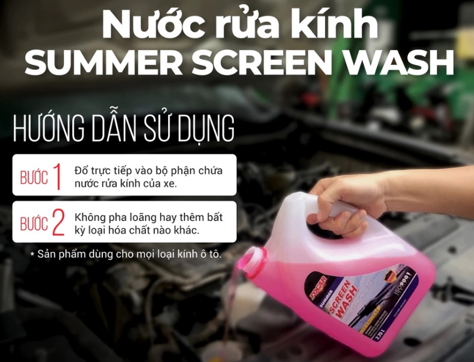 Nước Rửa Kính Ô Tô SUMMER-FOCAR Screen Wash 2,75L Làm Sạch Sâu, Chống Bám Bụi