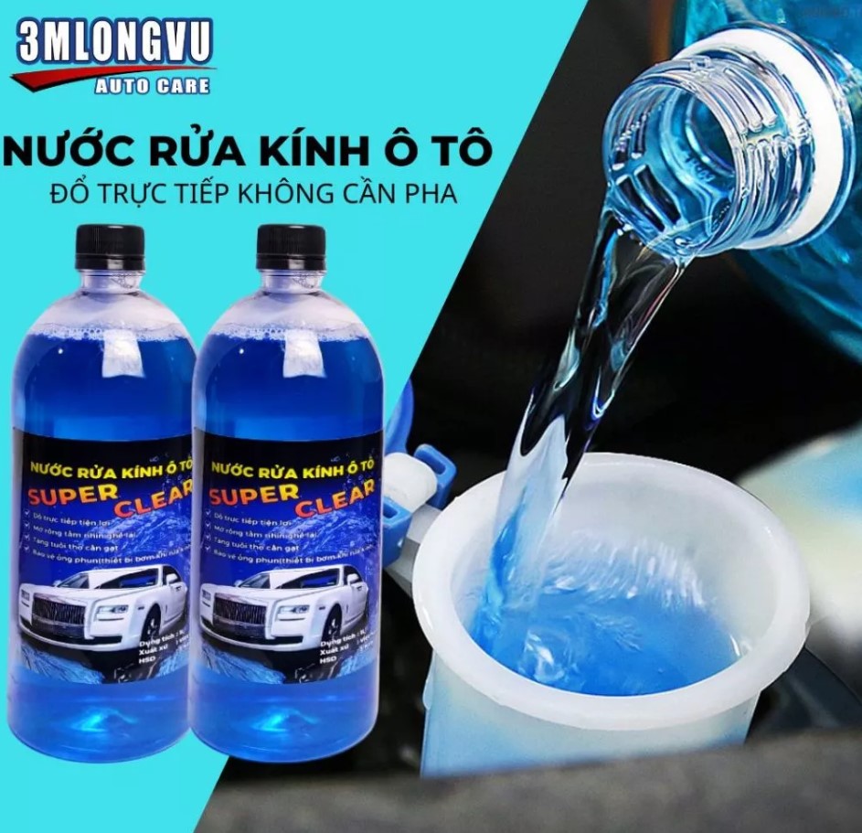 Nước Rửa Kính Ô Tô SUPER CLEAR – Sạch Bóng, Không Đóng Cặn, An Toàn Cho Mọi Dòng Xe Hơi
