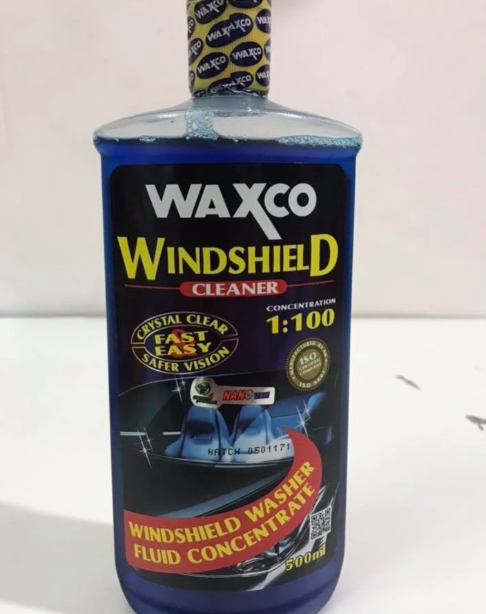 Nước Rửa Kính Ô Tô WAXCO Malaysia 500ml, Bóng Sáng, Chống Bám Bụi Kính Xe Hơi