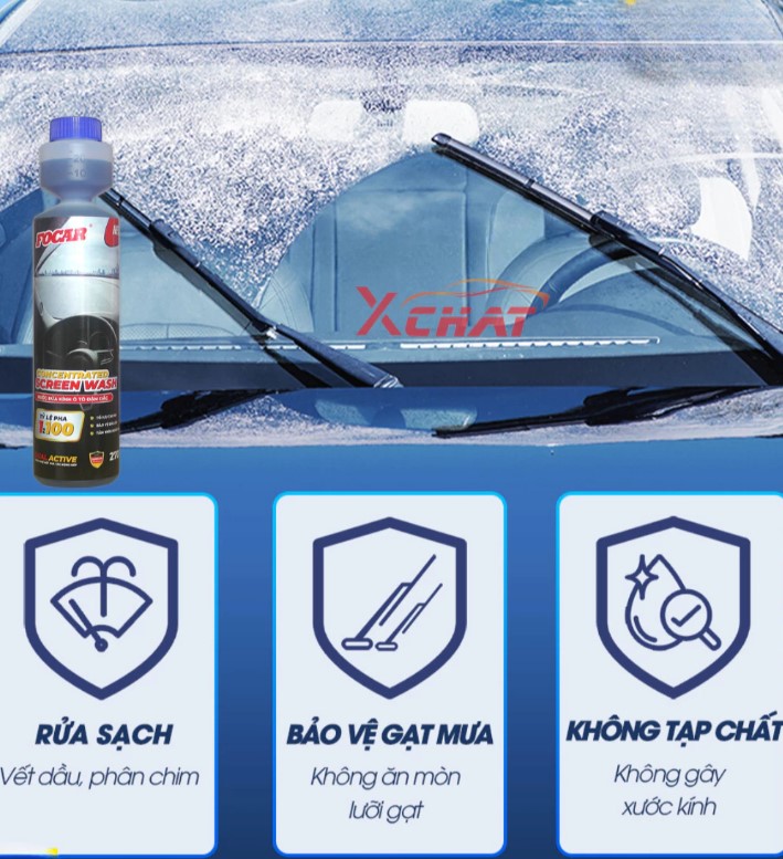 Nước Rửa Kính Ô Tô XCHAT FOCAR 270ml Siêu Đậm Đặc, Làm Sạch Sâu, Kính Xe Sáng Bóng