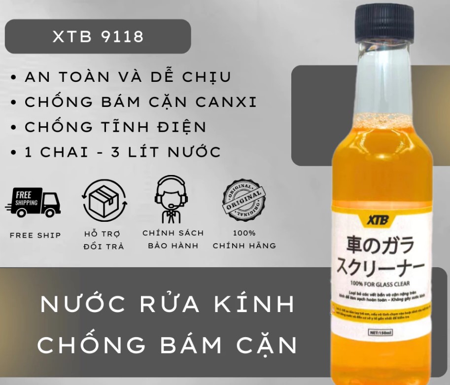 Nước Rửa Kính Ô Tô XTB 9118 Đậm Đặc, Không Đóng Cặn, Tạo Kính Xe Trong Suốt