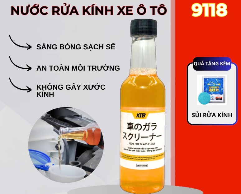 Nước Rửa Kính Ô Tô XTB 9118 Đậm Đặc, Không Đóng Cặn, Tạo Kính Xe Trong Suốt