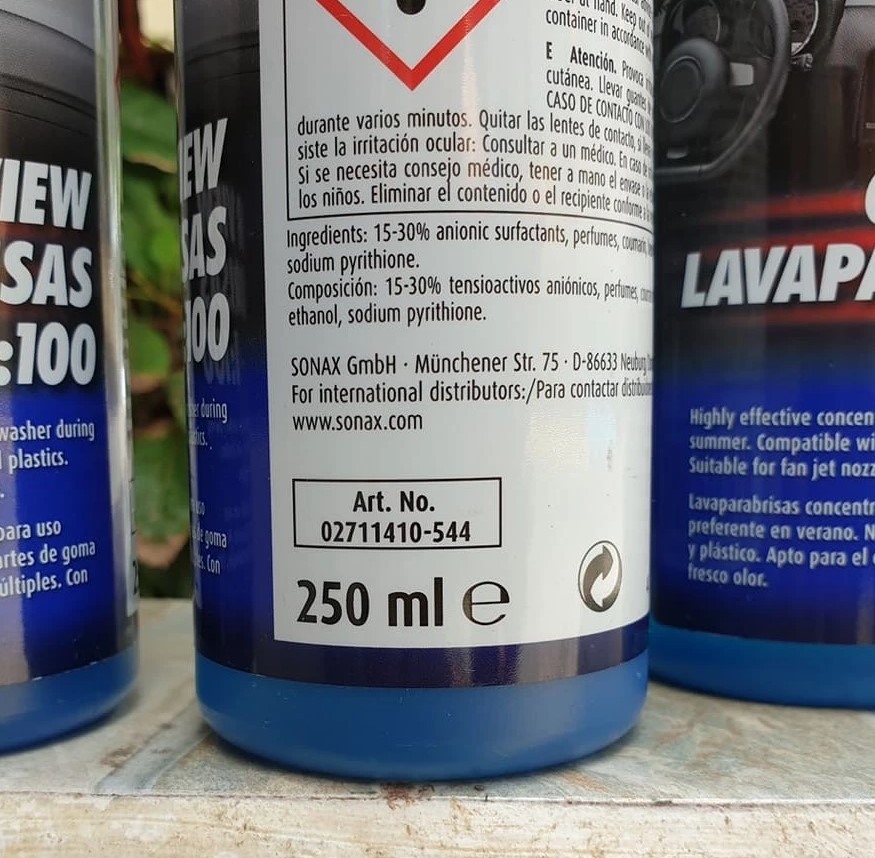 Nước Rửa Kính Xe Ô Tô Cao Cấp Sonax Xtreme Clear View 1:100 NanoPro – 250ml - Làm Sạch Sâu, Bảo Vệ Gạt Mưa
