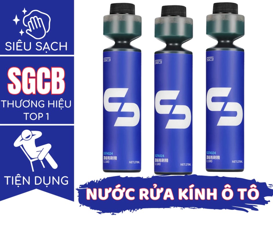 Nước Rửa Kính Xe Ô Tô SGCB Chai 270ML – Dạng Đậm Đặc 1:100 Làm Sạch Bụi Bẩn, Tăng Độ Bóng